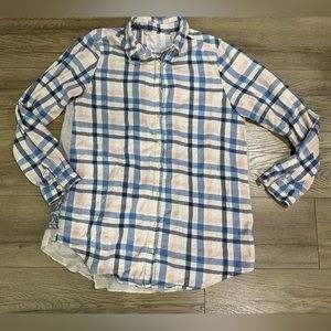 3J Workshop Johnny Was size M plaid flannel embroidered back button down shirt